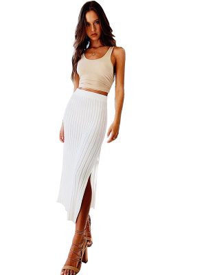 Trendy Knit Split Skirt