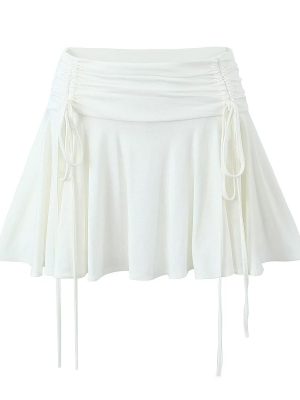 Sweet Spicy Lace-Up Low-Waist Pleated Skirt