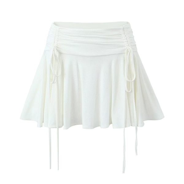 Sweet Spicy Lace-Up Low-Waist Pleated Skirt