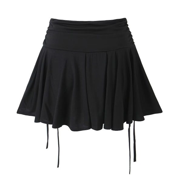 Sweet Spicy Lace-Up Low-Waist Pleated Skirt - Image 3