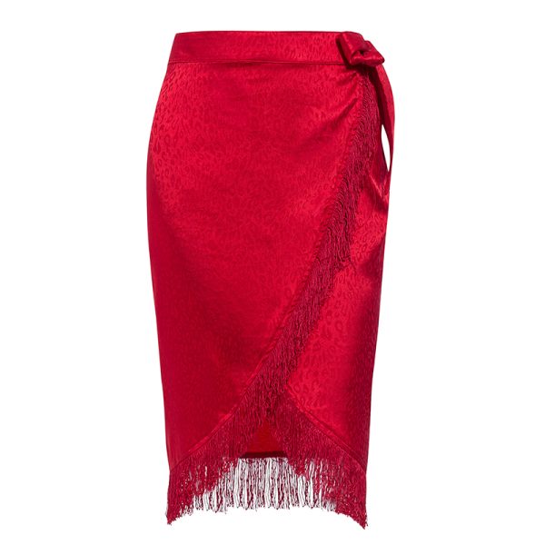 Fringe Irregular Wrap Skirt - Image 2