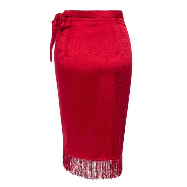 Fringe Irregular Wrap Skirt - Image 3