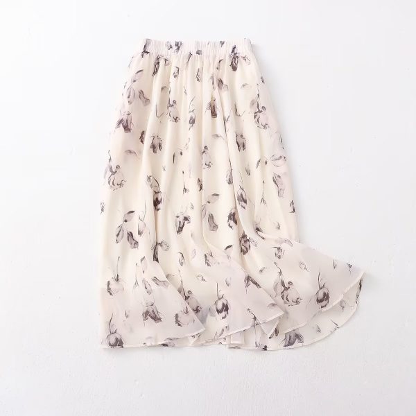 Summer Elegant Ink Print Midi Skirt - Image 2