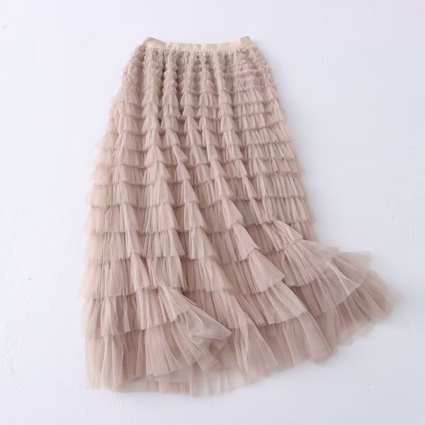 Autumn High-Waist Tiered Midi Skirt - Image 2