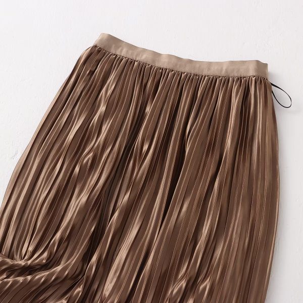 Retro Solid Color Long Skirt - Image 2