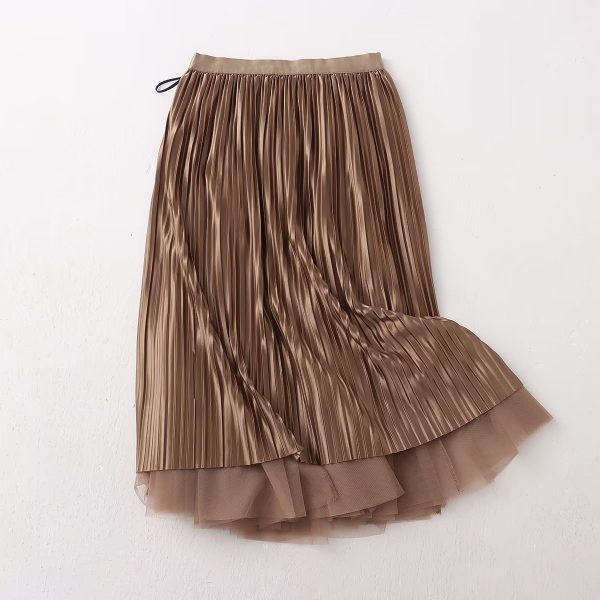 Retro Solid Color Long Skirt - Image 3