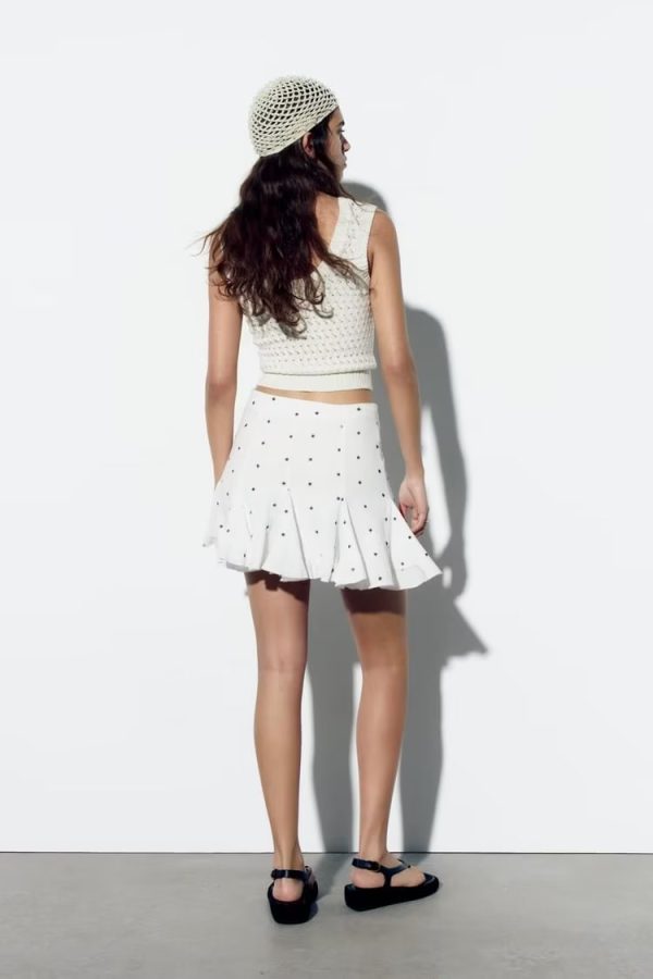 Summer Contrast Embroidered Mini Skirt - Image 2