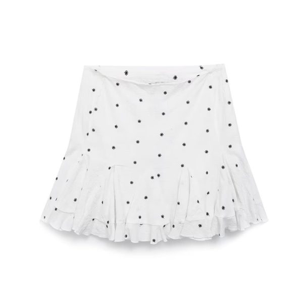 Summer Contrast Embroidered Mini Skirt - Image 3