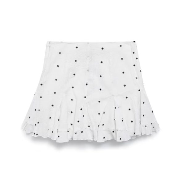 Summer Contrast Embroidered Mini Skirt - Image 4