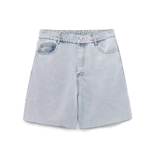 Women's High Waist Long Denim Shorts - Image 2