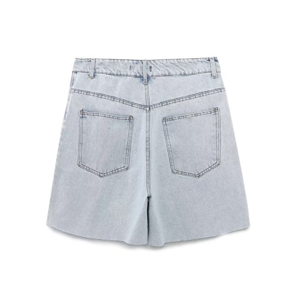 Women's High Waist Long Denim Shorts - Image 3