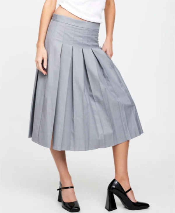 High-Waist Pleated A-Line Long Skirt