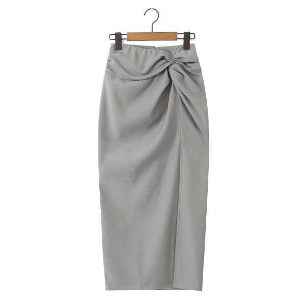 High-Waist Knot Split Sheath Skirt - Image 4