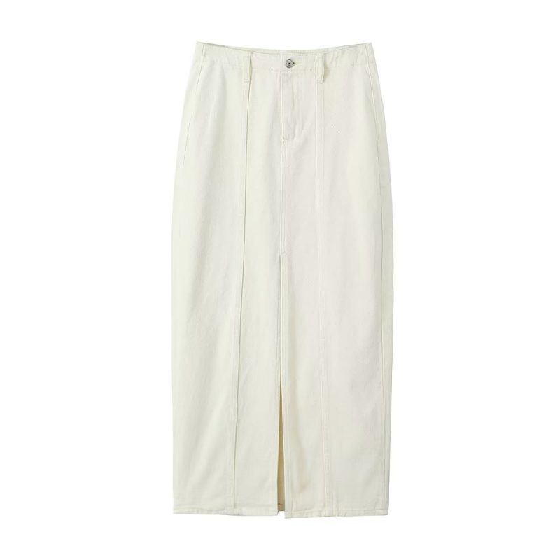 Patchwork High-Waist A-Line Midi Skirt - Image 3