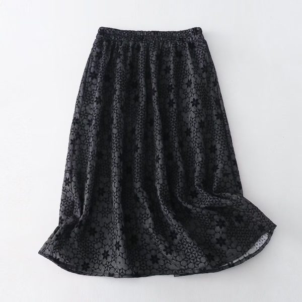 Women's Floral Embossed Midi Skirt - Image 2