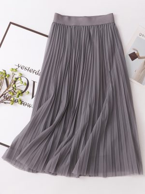 Embellished Pleated Tulle Midi Skirt