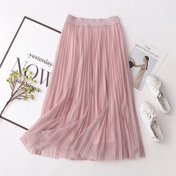 Embellished Pleated Tulle Midi Skirt - Image 3