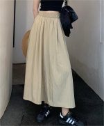 Wrinkled High Waist Swing Skirt