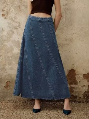 Summer High-Waist Split Denim Skirt