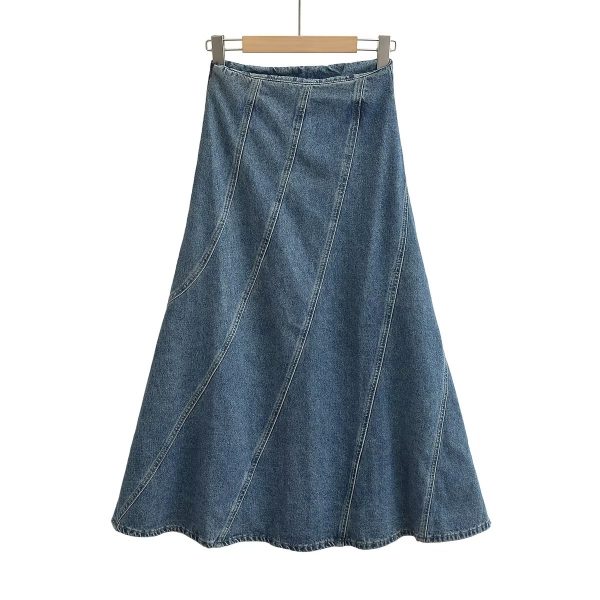 Summer High-Waist Split Denim Skirt - Image 3