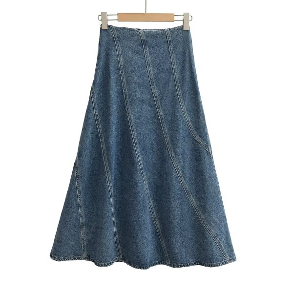 Summer High-Waist Split Denim Skirt - Image 4