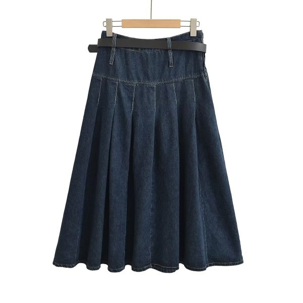 Autumn Winter High-Waist Pleated Skirt - Image 3