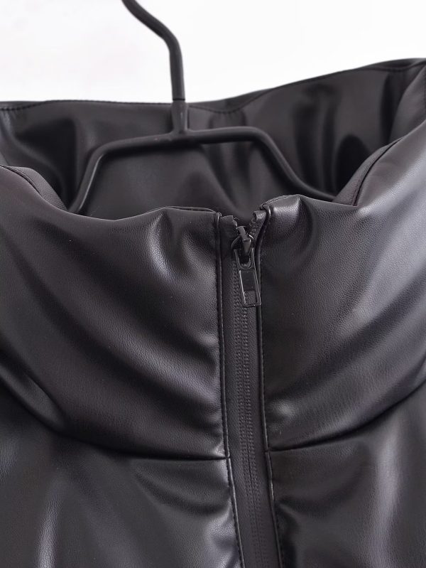 French Style Faux Leather Coat - Image 4