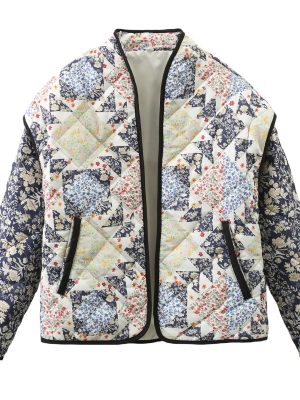 Faux Two-Piece Print Cotton Jacket