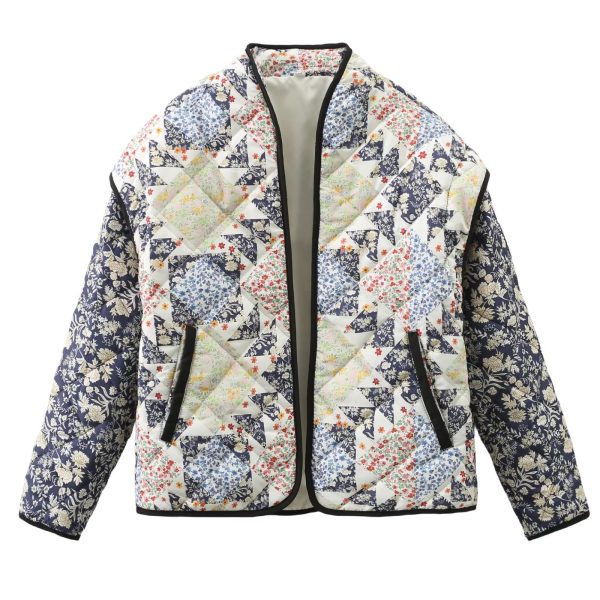 Faux Two-Piece Print Cotton Jacket