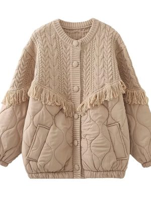 Trendy Tassel Knit Padded Jacket