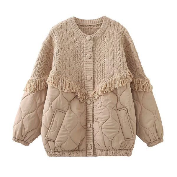 Trendy Tassel Knit Padded Jacket