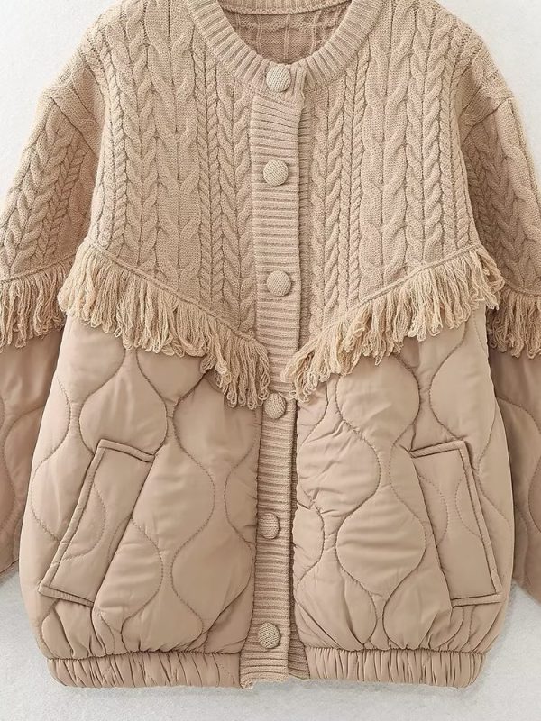 Trendy Tassel Knit Padded Jacket - Image 2