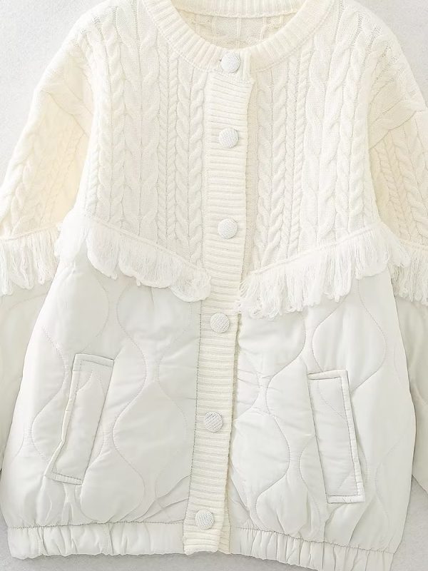 Trendy Tassel Knit Padded Jacket - Image 4