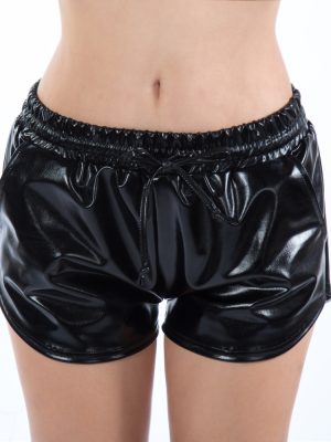 Women’s Metallic High Waist Leather Shorts