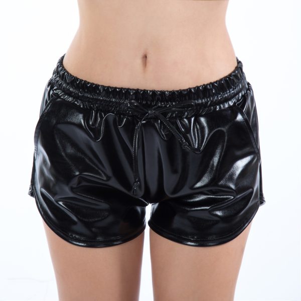 Women's Metallic High Waist Leather Shorts