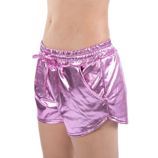 Women's Metallic High Waist Leather Shorts - Image 3