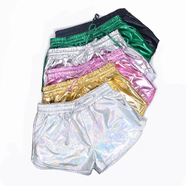 Women's Metallic High Waist Leather Shorts - Image 4