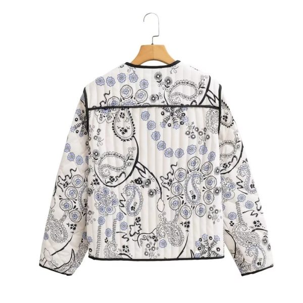 Stylish Printed Long Sleeve Autumn Coat - Image 2