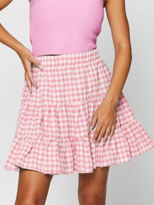 College Style High-Waist Plaid Skirt