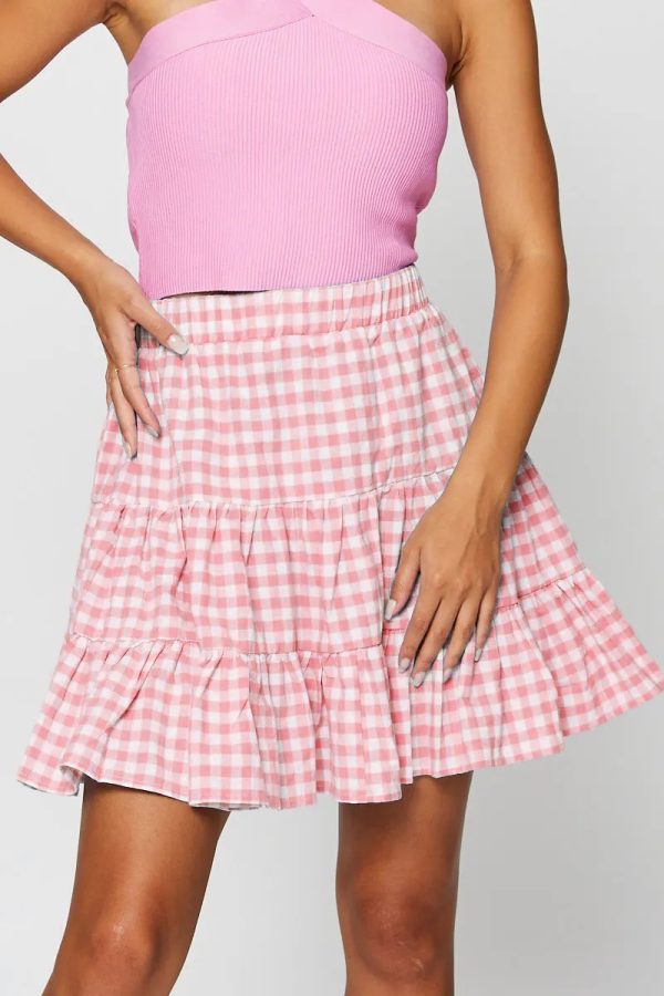 College Style High-Waist Plaid Skirt