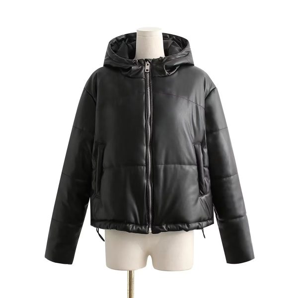 Loose Drawstring Hooded Cotton Jacket - Image 3