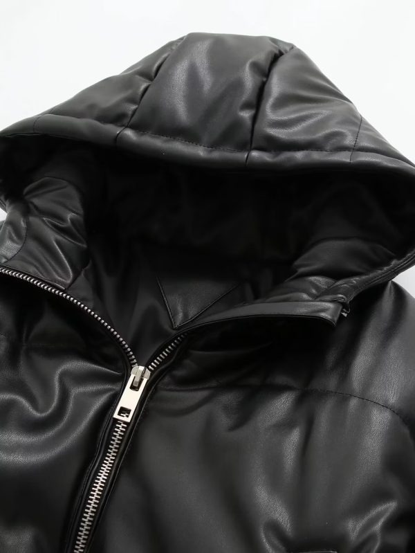 Loose Drawstring Hooded Cotton Jacket - Image 4