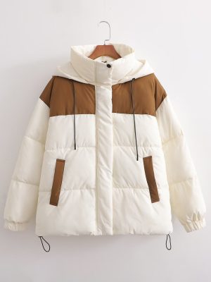 French Stitching Contrast Hooded Jacket