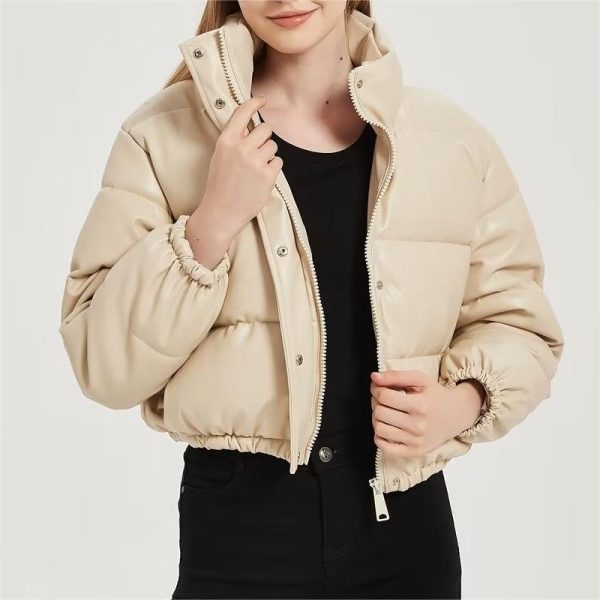 Women's Thick PU Leather Padded Coat