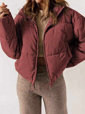 Solid Color Winter Puffer Jacket