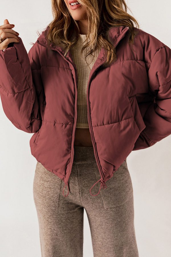 Solid Color Winter Puffer Jacket