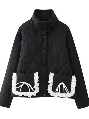 Bowknot Pocket Stand Collar Coat