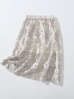 Women’s Embroidered Mesh Lace Skirt