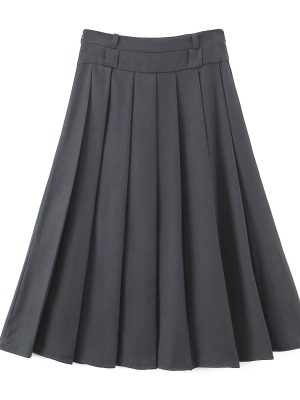 High Waist Gray Pleated Skirt