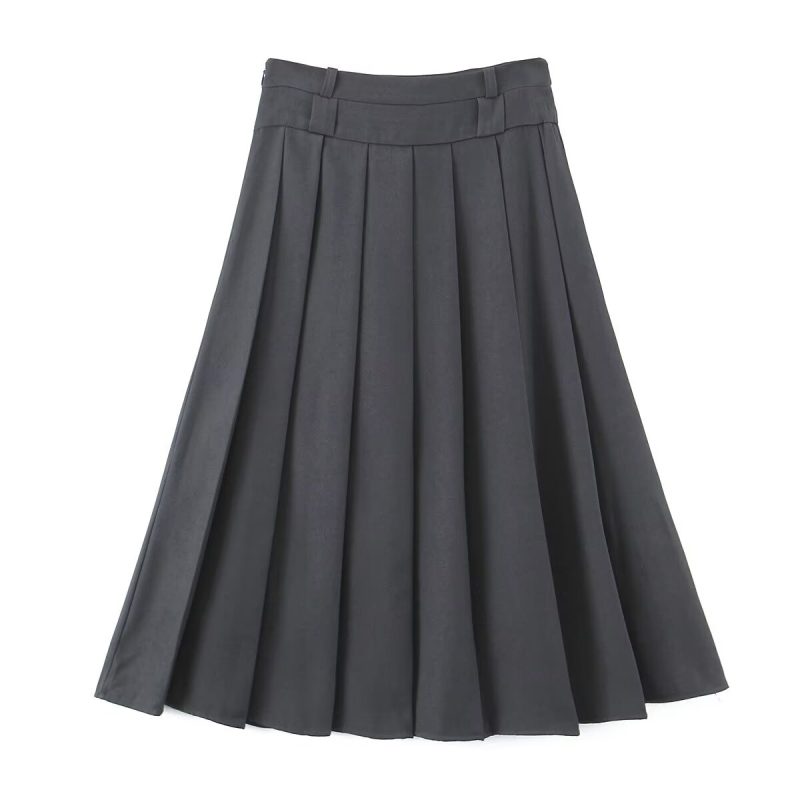 High Waist Gray Pleated Skirt